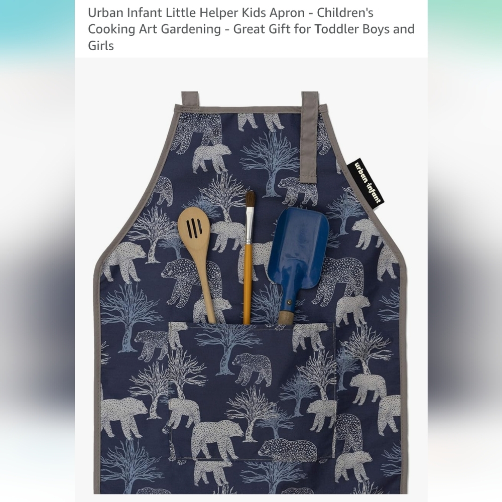 Urban Infant Kids Apron - Blue Bear Design I Love This! Very Cute.